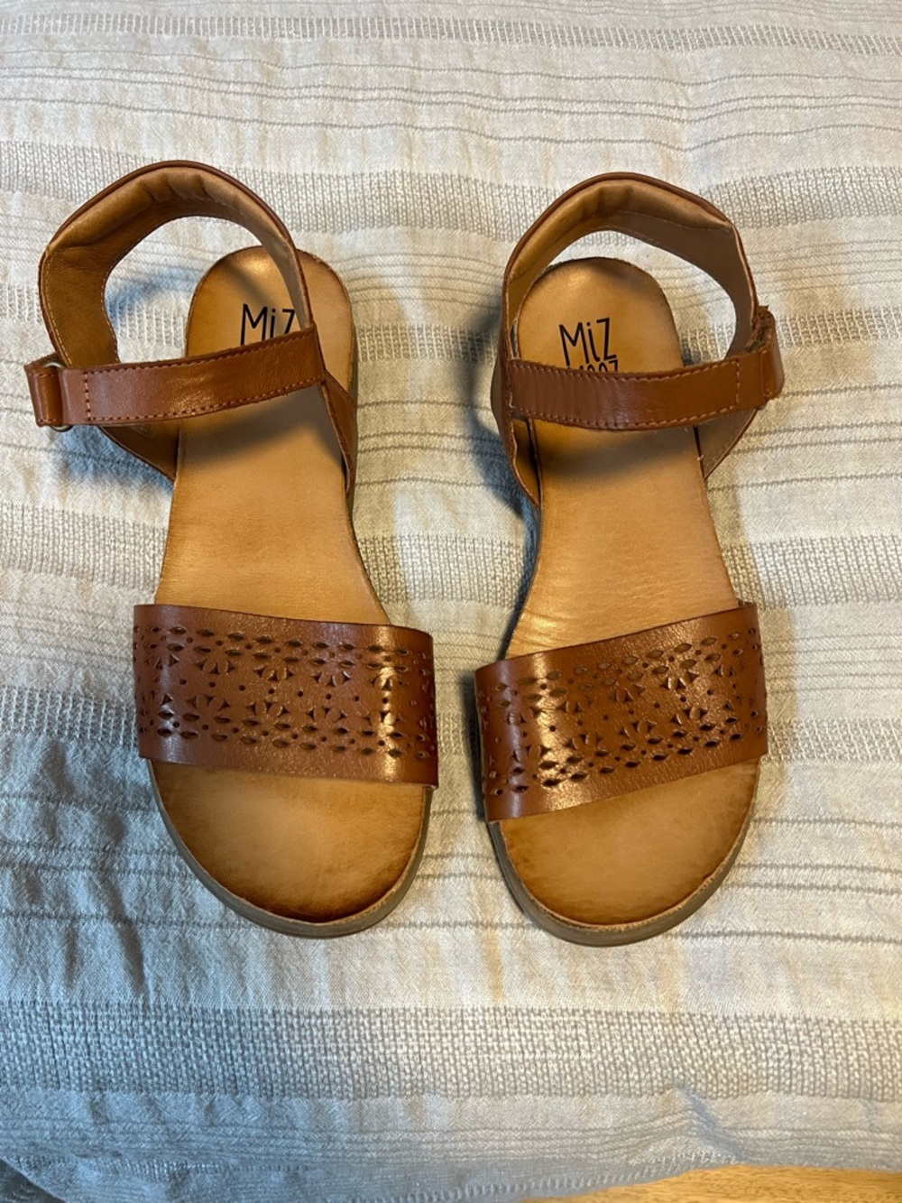 Miz Mooz Perforated Strap Sandal - warm brown - size 39 - worn once!